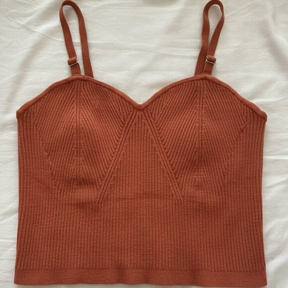 Wild Fable Knit Cropped Tank Top XL – Burnt Orange Ribbed Sweater Cami - Picture 5 of 11